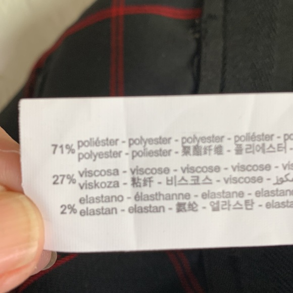 Zara Black and Red Windowpane Check Pants NWT - Picture 4 of 7